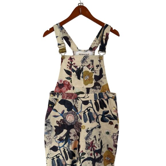 Floral Wide-Leg Bib Overalls By White Stuff With Adjustable Straps & Pocket Desi - Picture 4 of 10